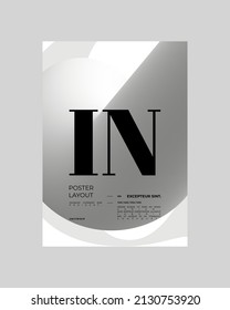 Abstract Poster Design. Vertical A4 format. Strict and discreet brochure. Type and 3D shapes.