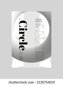 Abstract Poster Design. Vertical A4 format. Strict and discreet brochure. Type and 3D shapes.