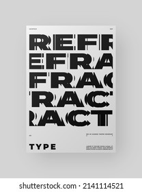 Abstract Poster Design. Vertical A4 format. Modernism brochure. Refraction and Distortion Glass Effect. Minimal illustration brutalism inspired.