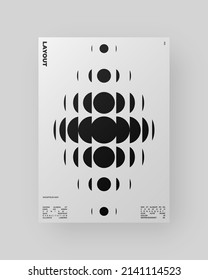 Abstract Poster Design. Vertical A4 format. Modernism brochure. Refraction and Distortion Glass Effect. Minimal illustration brutalism inspired.