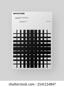 Abstract Poster Design. Vertical A4 format. Modernism brochure. Refraction and Distortion Glass Effect. Minimal illustration brutalism inspired.