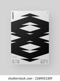 Abstract Poster Design. Vertical A4 format. Modernism brochure. Refraction and Distortion Glass Effect. Minimal illustration brutalism inspired.