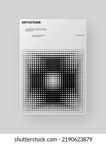 Abstract Poster Design. Vertical A4 format. Modernism brochure. Refraction and Distortion Glass Effect. Minimal illustration brutalism inspired.