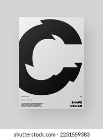 Resumen Diseño de afiches. Formato vertical A4. Folleto sobre el modernismo. Efecto Refracción y Distorsión del Vaso. Cortada, cortada, deslizada, composición de letras rotas.
