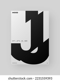 Abstract Poster Design. Vertical A4 format. Modernism brochure. Refraction and Distortion Glass Effect. Chopped, cut, glitch, broken letter composition.