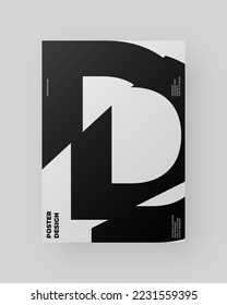 Abstract Poster Design. Vertical A4 format. Modernism brochure. Refraction and Distortion Glass Effect. Chopped, cut, glitch, broken letter composition.