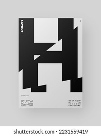 Abstract Poster Design. Vertical A4 format. Modernism brochure. Refraction and Distortion Glass Effect. Chopped, cut, glitch, broken letter composition.