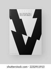 Abstract Poster Design. Vertical A4 format. Modernism brochure. Refraction and Distortion Glass Effect. Chopped, cut, glitch, broken letter composition.