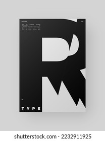 Abstract Poster Design. Vertical A4 format. Modernism brochure. Refraction and Distortion Glass Effect. Chopped, cut, glitch, broken letter composition.
