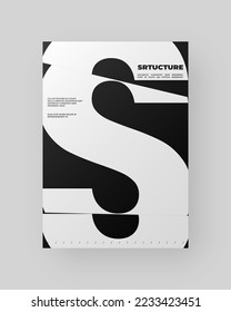 Abstract Poster Design. Vertical A4 format. Modernism brochure. Refraction and Distortion Glass Effect. Chopped, cut, glitch, broken letter composition.