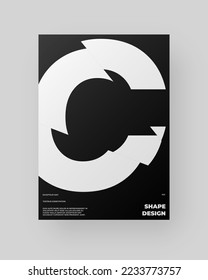 Abstract Poster Design. Vertical A4 format. Modernism brochure. Refraction and Distortion Glass Effect. Chopped, cut, glitch, broken letter composition.