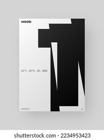 Abstract Poster Design. Vertical A4 format. Modernism brochure. Refraction and Distortion Glass Effect. Chopped, cut, glitch, broken letter composition.