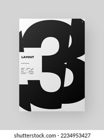 Abstract Poster Design. Vertical A4 format. Modernism brochure. Refraction and Distortion Glass Effect. Chopped, cut, glitch, broken letter composition.
