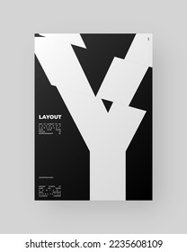 Resumen Diseño de afiches. Formato vertical A4. Folleto sobre el modernismo. Efecto Refracción y Distorsión del Vaso. Cortada, cortada, deslizada, composición de letras rotas.