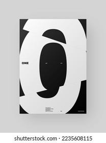Abstract Poster Design. Vertical A4 format. Modernism brochure. Refraction and Distortion Glass Effect. Chopped, cut, glitch, broken letter composition.