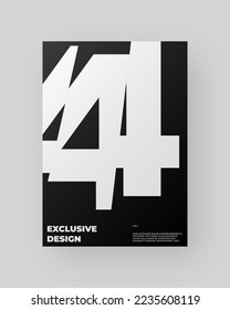 Abstract Poster Design. Vertical A4 format. Modernism brochure. Refraction and Distortion Glass Effect. Chopped, cut, glitch, broken letter composition.