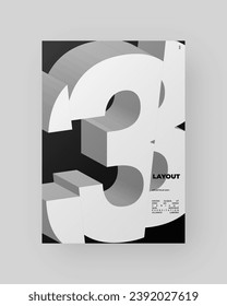 Diseño de afiches abstractos. Formato vertical A4. Refracción y letra 3d distorsionada. Composición de tipo rota, cortada, con fallos y rotos.