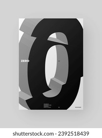 Diseño de afiches abstractos. Formato vertical A4. Refracción y letra 3d distorsionada. Composición de tipo rota, cortada, con fallos y rotos.