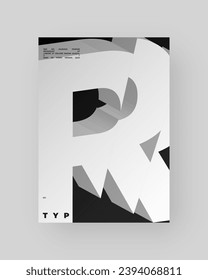 Diseño de afiches abstractos. Formato vertical A4. Refracción y letra 3d distorsionada. Composición de tipo rota, cortada, con fallos y rotos.