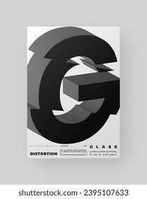 Diseño de afiches abstractos. Formato vertical A4. Refracción y letra 3d distorsionada. Composición de tipo rota, cortada, con fallos y rotos.