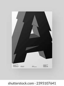 Diseño de afiches abstractos. Formato vertical A4. Refracción y letra 3d distorsionada. Composición de tipo rota, cortada, con fallos y rotos.