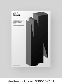Diseño de afiches abstractos. Formato vertical A4. Refracción y letra 3d distorsionada. Composición de tipo rota, cortada, con fallos y rotos.