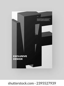 Diseño de afiches abstractos. Formato vertical A4. Refracción y letra 3d distorsionada. Composición de tipo rota, cortada, con fallos y rotos.