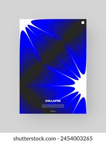 Abstract poster design. Vertical A4 format. Blue, black, white composition. Geometry minimal neon illustration.