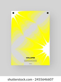 Abstractas diseño de póster. Vertical formato A4. Composición amarilla, blanca, gris. Ilustración mínima de neón de la geometría.