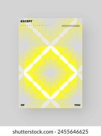 Abstract poster design. Vertical A4 format. Yellow, white, gray composition. Geometry minimal neon illustration.