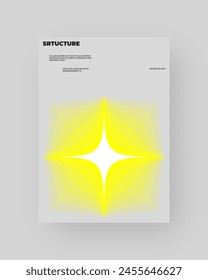Abstract poster design. Vertical A4 format. Yellow, white, gray composition. Geometry minimal neon illustration.