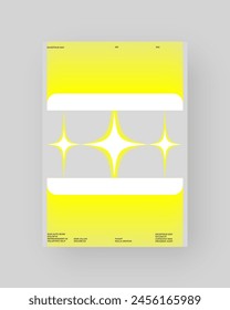 Abstractas diseño de póster. Vertical formato A4. Composición amarilla, blanca, gris. Ilustración mínima de neón de la geometría.