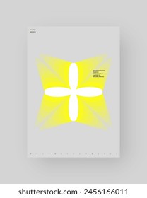 Abstraktes Posterdesign. Vertikales A4-Format. Gelbe, weiße, graue Komposition. Geometrie minimale Neon-Illustration.