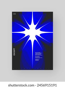Abstract poster design. Vertical A4 format. Blue, black, white composition. Geometry minimal neon illustration.
