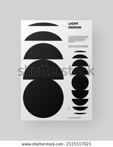 Abstract Poster Design. Vertical A4 format. Modernism brochure. Refraction and Distortion Glass Effect. Minimal illustration brutalism inspired.