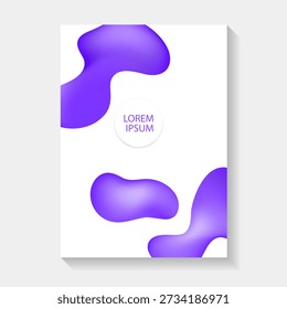 Abstract poster design with vibrant 3D fluid shapes on a clean white background. Modern minimalist aesthetic with soft drop shadows, perfect for contemporary book covers, landing pages, corporate identity, artistic flyers 4a, and trendy digital backgrounds