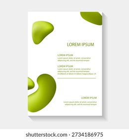 Abstract poster design with vibrant 3D fluid shapes on a clean white background. Modern minimalist aesthetic with soft drop shadows, perfect for contemporary book covers, landing pages, corporate identity, artistic flyers 4a, and trendy digital backgrounds