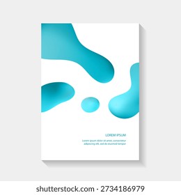 Abstract poster design with vibrant 3D fluid shapes on a clean white background. Modern minimalist aesthetic with soft drop shadows, perfect for contemporary book covers, landing pages, corporate identity, artistic flyers 4a, and trendy digital backgrounds