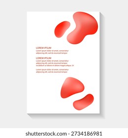 Abstract poster design with vibrant 3D fluid shapes on a clean white background. Modern minimalist aesthetic with soft drop shadows, perfect for contemporary book covers, landing pages, corporate identity, artistic flyers 4a, and trendy digital backgrounds