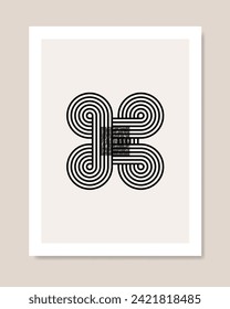 Abstract poster with designer geometric pattern in boho style. Vector illustration.