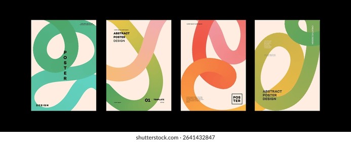 Abstract Poster Designs Modern Curvy Templates, Pastel Colors