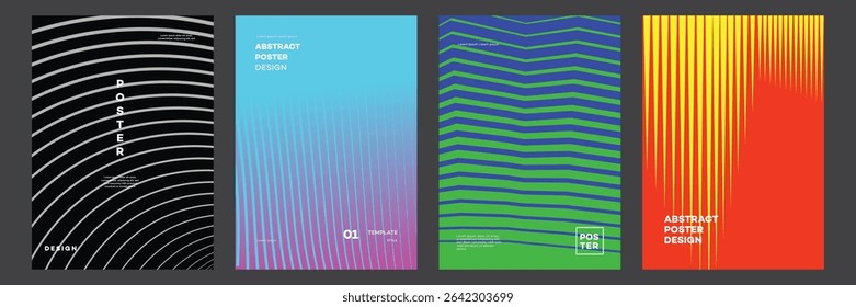 Estilos Abstractas de la Plantilla de los Diseños del cartel, líneas geométricas, Colores vibrantes