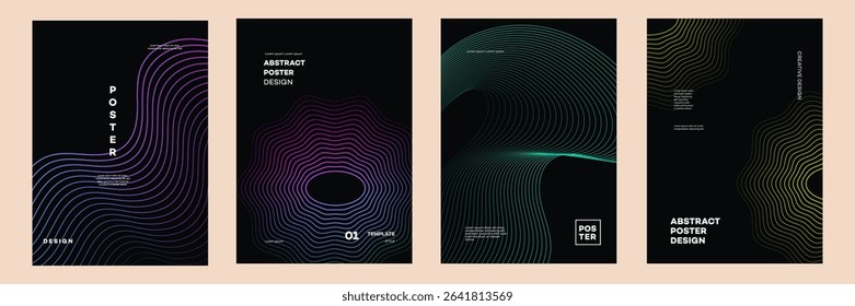 Abstract Poster Designs Wave Line Templates, Creative Style. Social media, Cover, Banner, Flyer, Ads