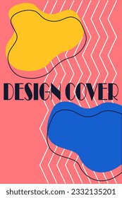 Abstract poster. Doodle spots. Curve zigzag lines. Geometric collage flat figures. Social media banner. Irregular bright circles. Contemporary art. Simple shapes. Vector cover design