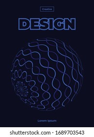 Afiche abstracto con 3d azul dinámico. Ilustración vectorial de bolas texturadas. Diseño moderno de pancartas o afiches.