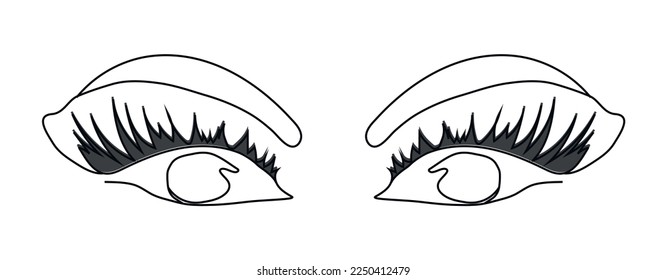 Abstract poster with eyes in a minimalist style of a young, beautiful woman isolated on a white background. The style of drawing with a single line. illustration for print, banner  postcard.  fashion