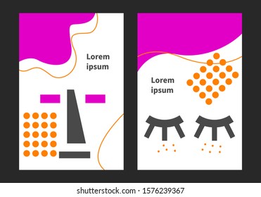 Abstract poster with face, modern business card, set of vector geometric backgrounds