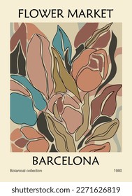 Abstract poster Flower Market Barcelona vector art