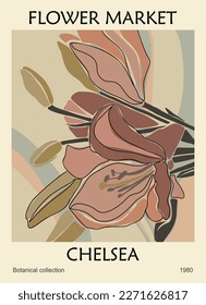 Abstract poster Flower Market Chelsea vector art.