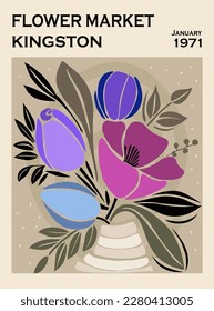 Abstract poster Flower Market Kingston vector art.